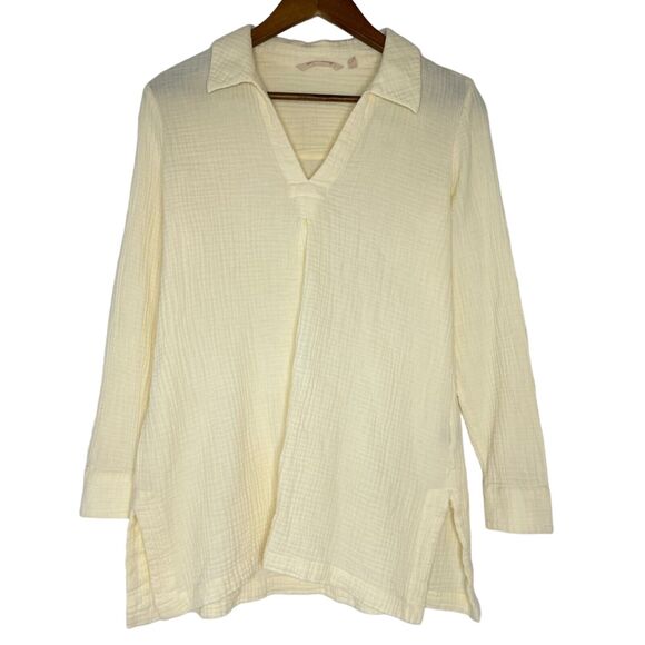 Soft Surroundings Long Sleeve Collared Yellow Shirt Size Medium Women’s - Picture 1 of 12